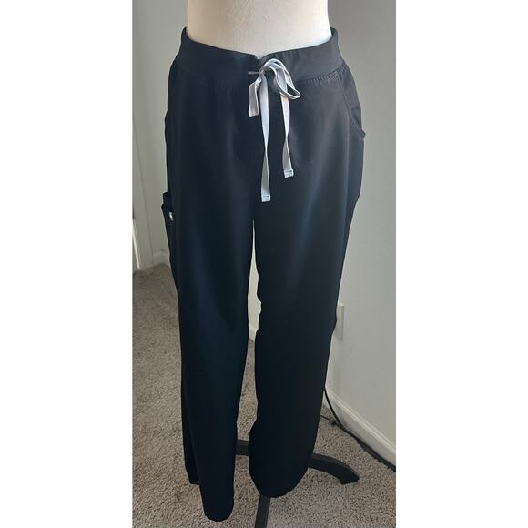 FIGS Black High Waisted Straight Leg Scrub Pants Medical Workwear Pants XL - Picture 1 of 8